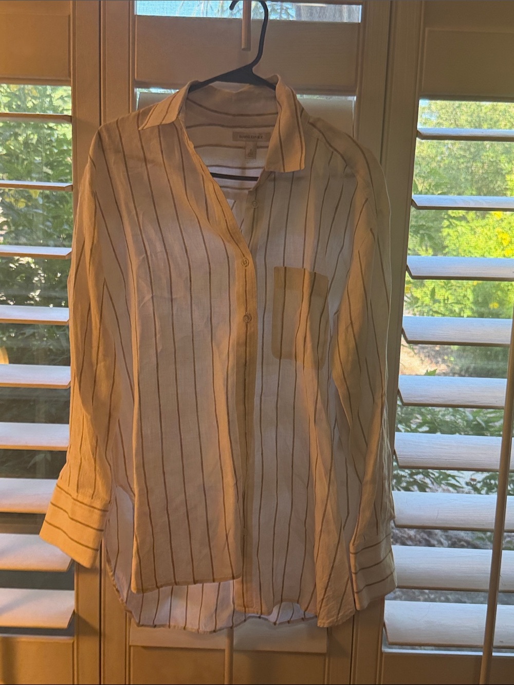Banana Republic Cream Button-Front Blouse with tan Stripes